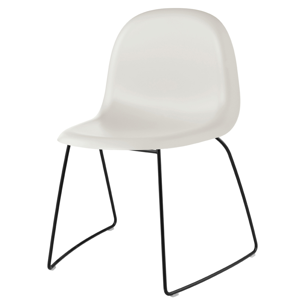 3d Unupholstered Dining Chair Alabaster White Plastic Black Matte Stainless Steel Sledge Stackable Ba | Rouse Home