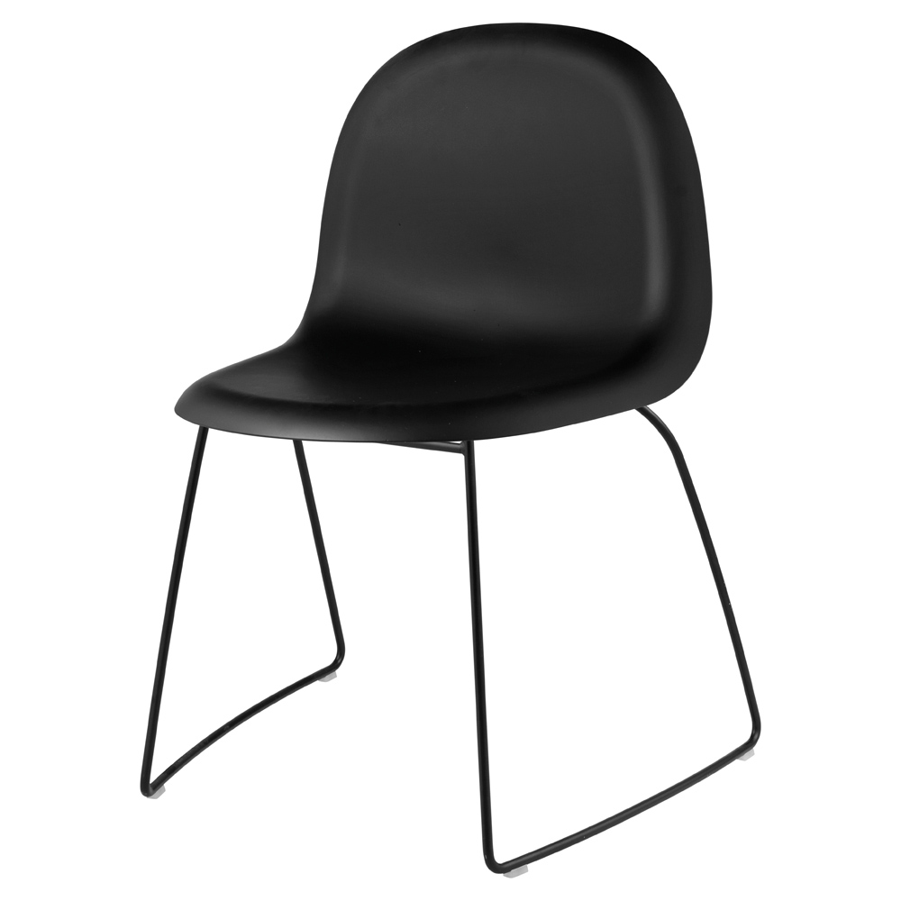 3d Unupholstered Dining Chair Black Plastic Black Matte Stainless Steel Sledge Stackable Base | Rouse Home