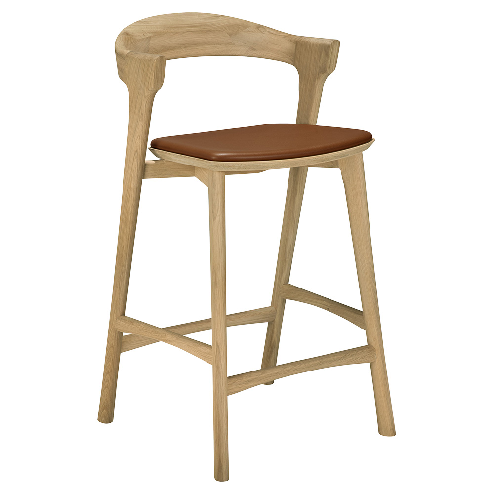 Bok Counter Stool - Cognac Leather, Oak