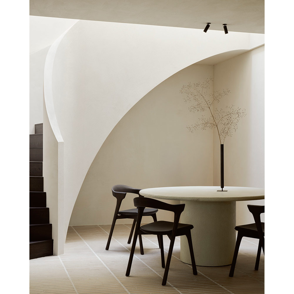 Bok Dining Chair - Black Leather, Brown Teak