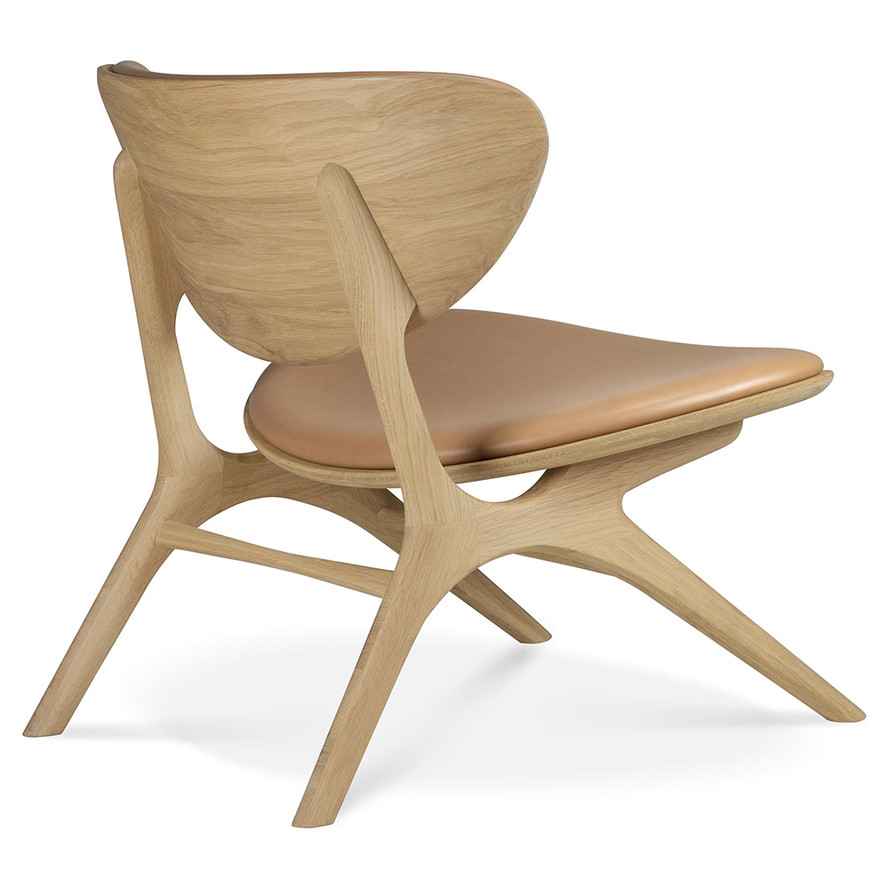 Eye Front Upholstered Lounge Chair - Sienna Leather, Oak