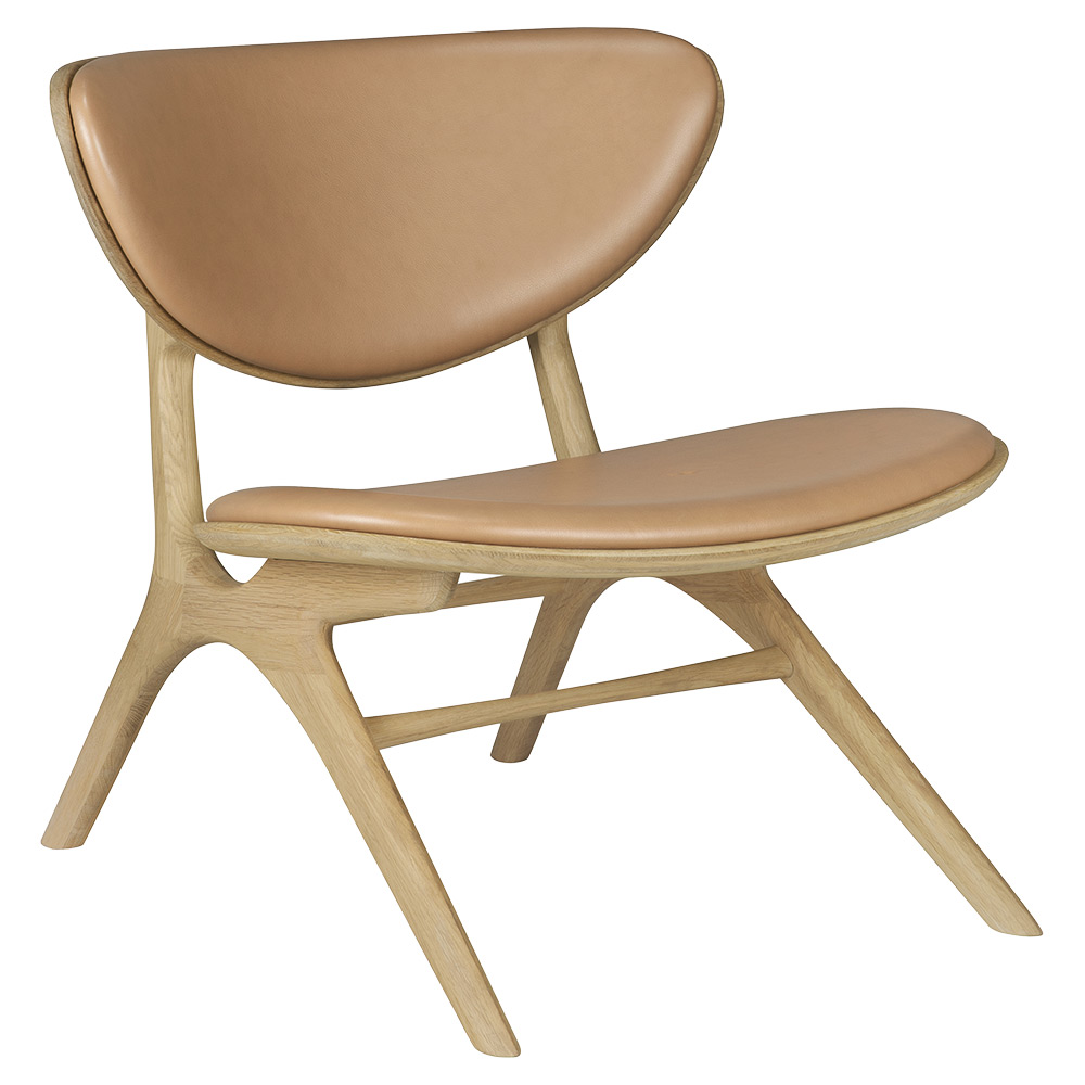 Eye Seat and Back Upholstered Lounge Chair - Sienna Leather, Oak