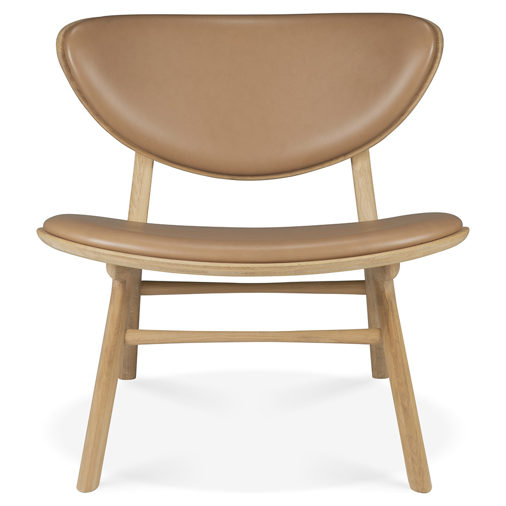 Eye Seat and Back Upholstered Lounge Chair - Sienna Leather, Oak