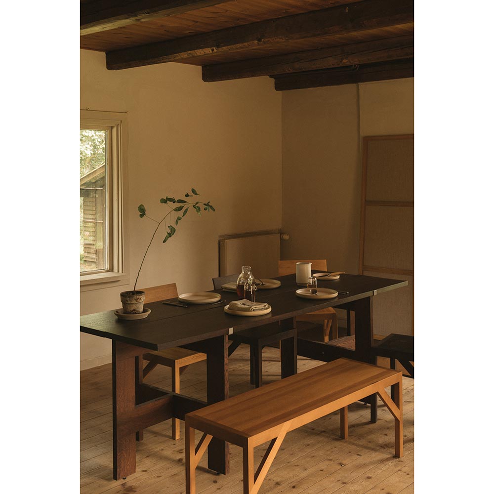Farmhouse Trestle Table - Planks, Dark Oak