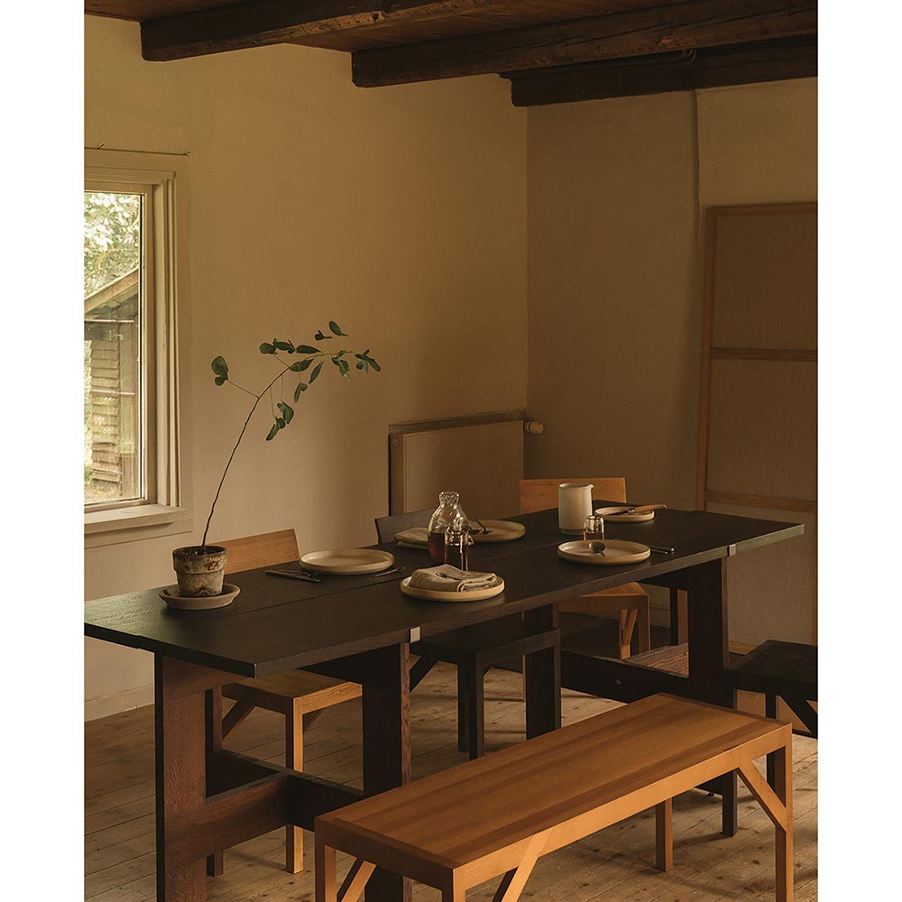 Farmhouse Trestle Table - Planks, Dark Oak