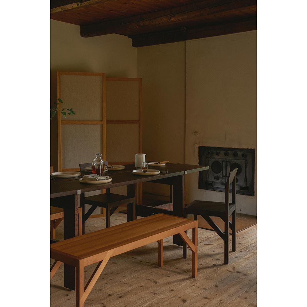 Farmhouse Trestle Table - Planks, Dark Oak