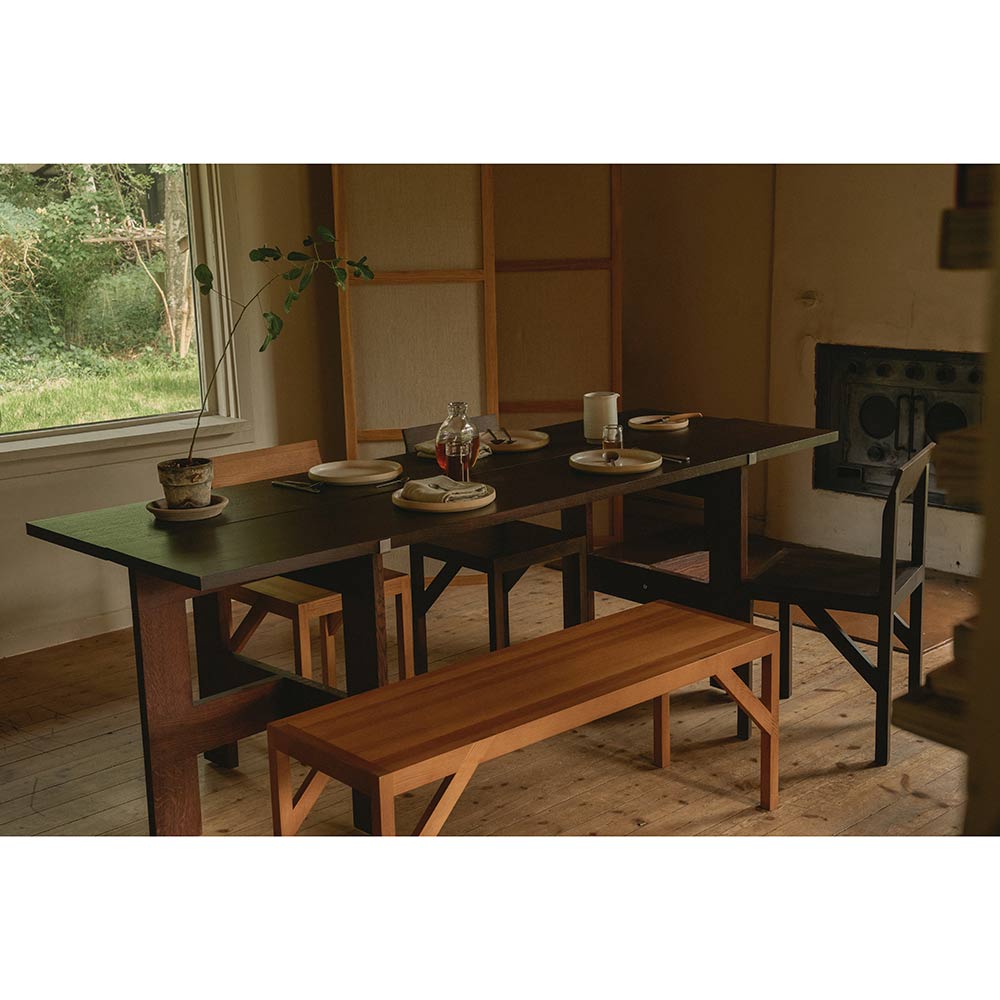 Farmhouse Trestle Table - Planks, Dark Oak