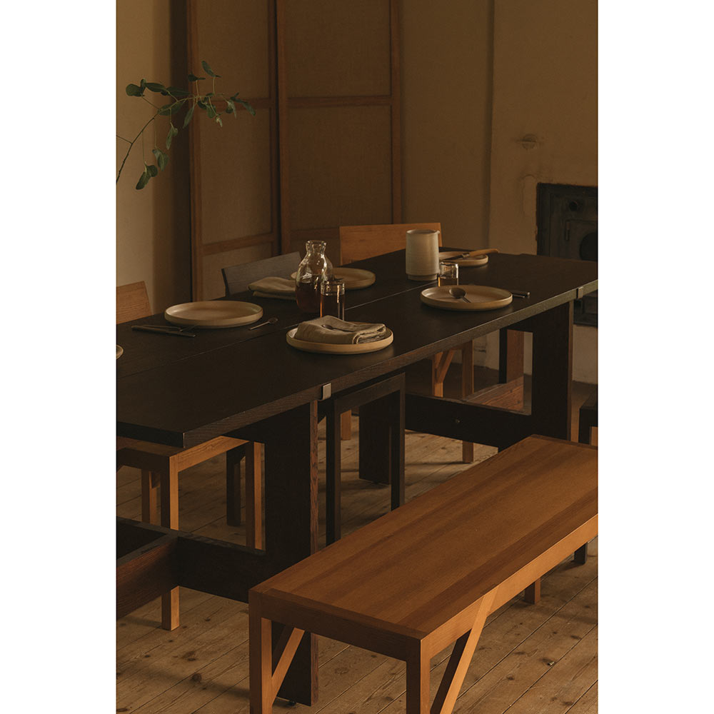 Farmhouse Trestle Table - Planks, Dark Oak