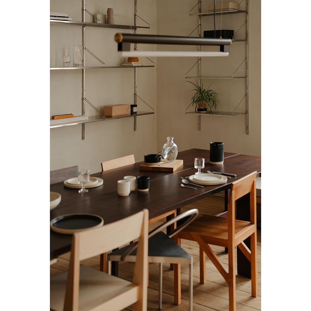 Farmhouse Trestle Table - Planks, Dark Oak