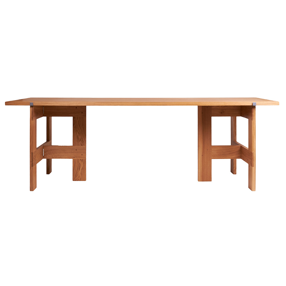 Farmhouse Trestle Table - Planks, Natural Oak
