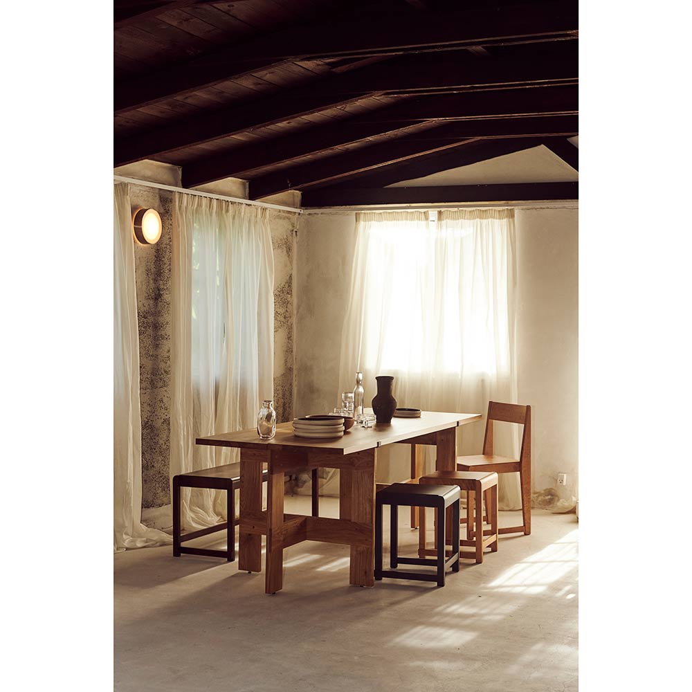 Farmhouse Trestle Table - Planks, Natural Oak