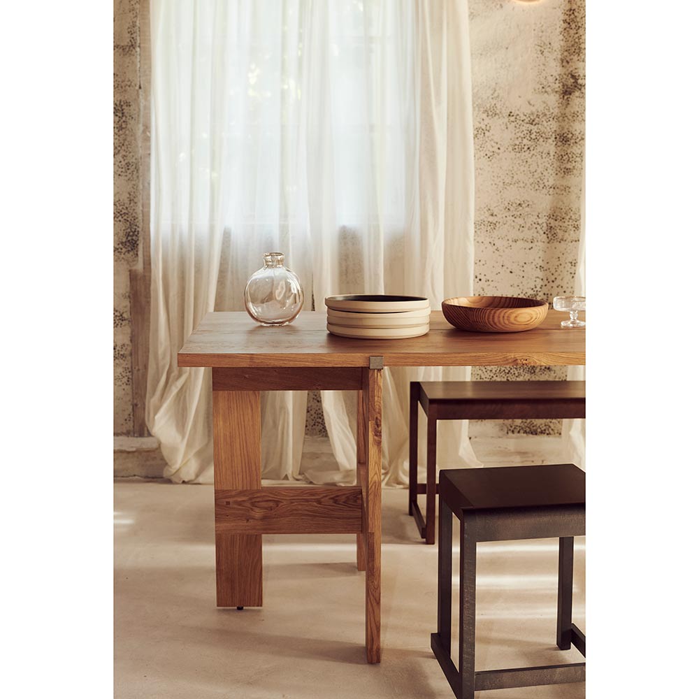 Farmhouse Trestle Table - Planks, Natural Oak