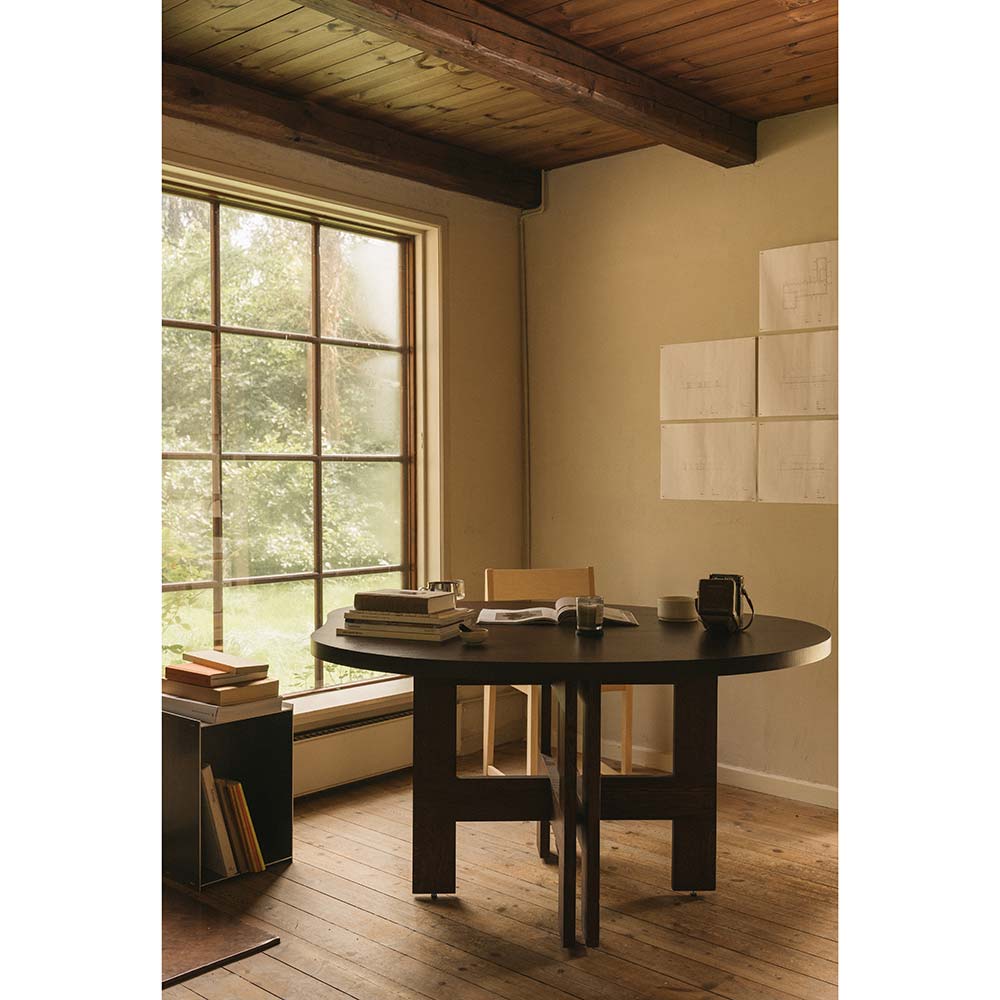 Farmhouse Trestle Table - Pond, Dark Oak
