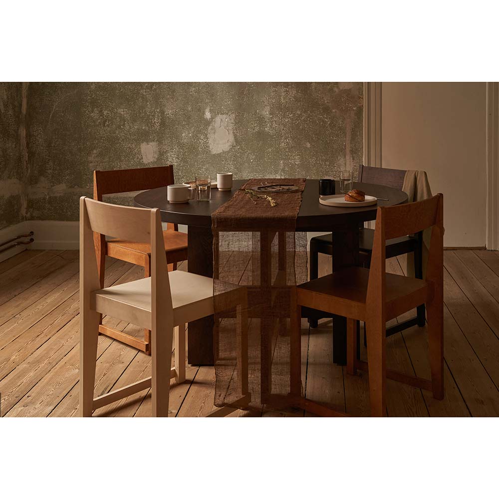Farmhouse Trestle Table - Round, Dark Oak