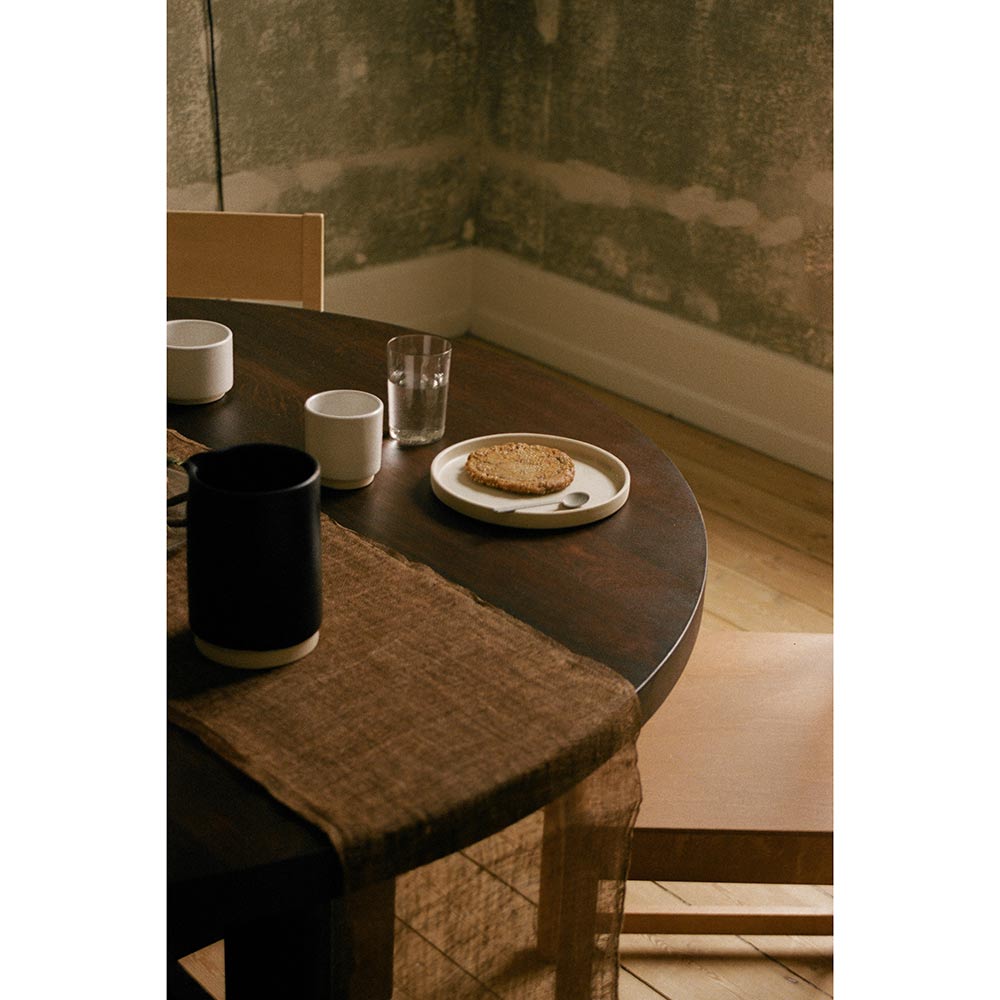 Farmhouse Trestle Table - Round, Dark Oak