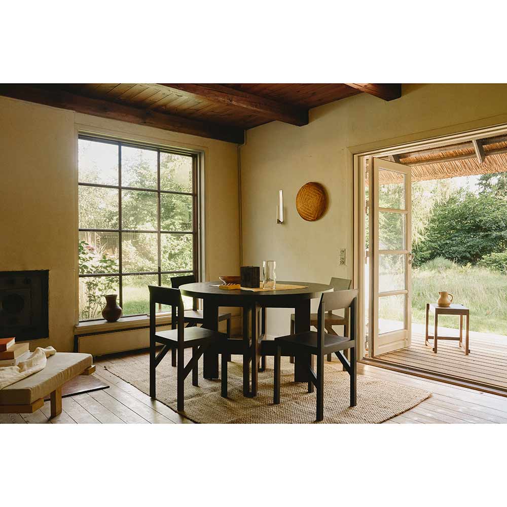 Farmhouse Trestle Table - Round, Dark Oak