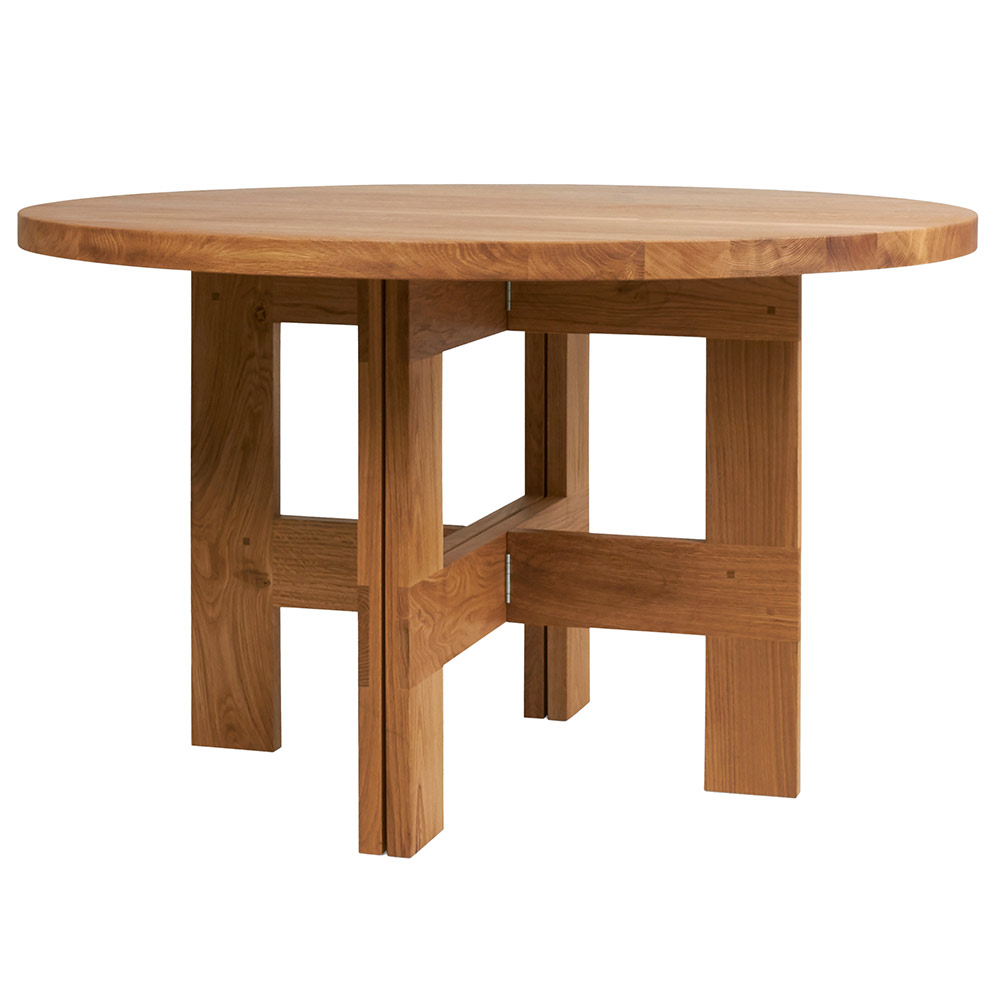 Farmhouse Trestle Table - Round, Natural Oak