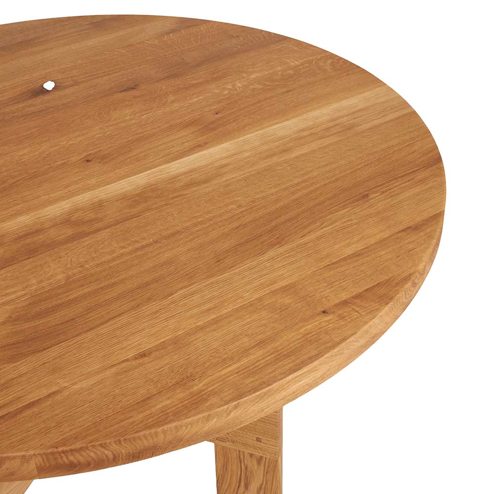 Farmhouse Trestle Table - Round, Natural Oak