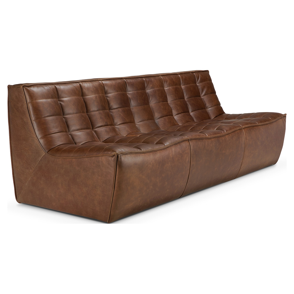 N701 3 Seater Modular Sofa - Chestnut Leather