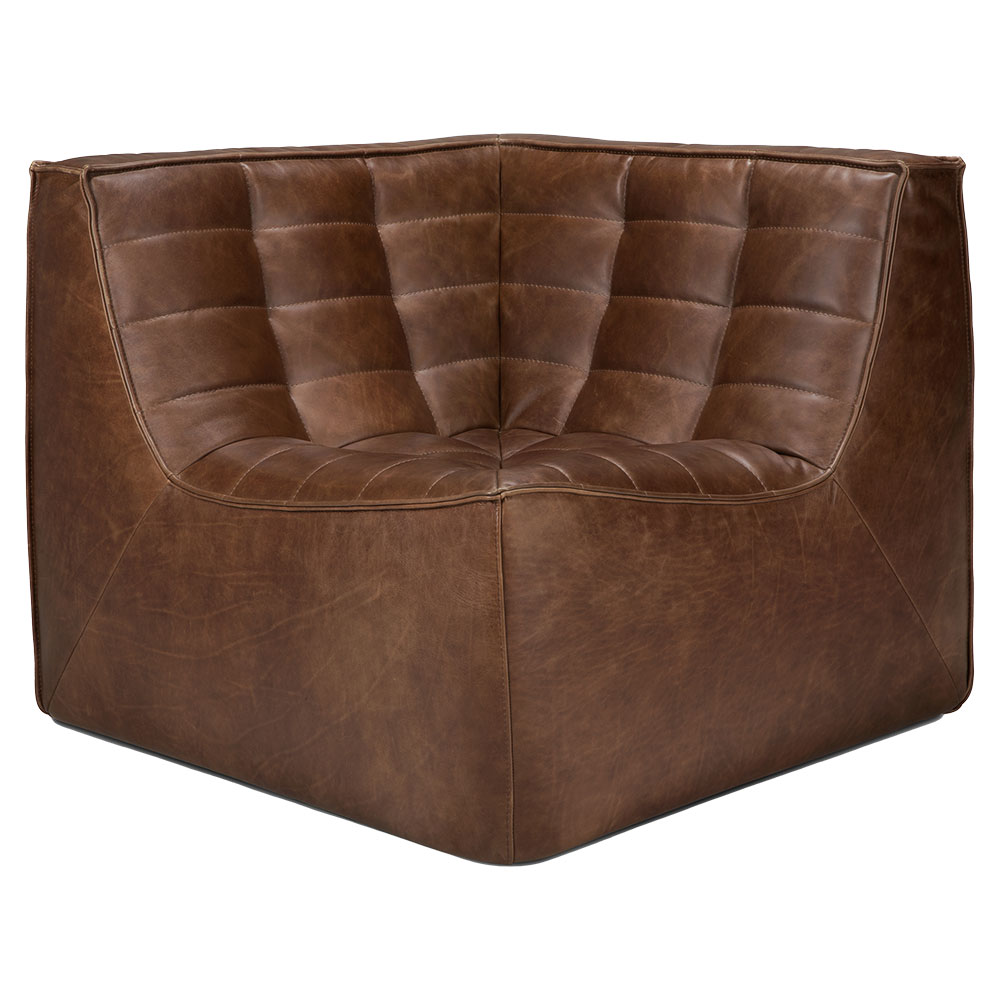 N701 Round Corner Modular Sofa - Chestnut Leather