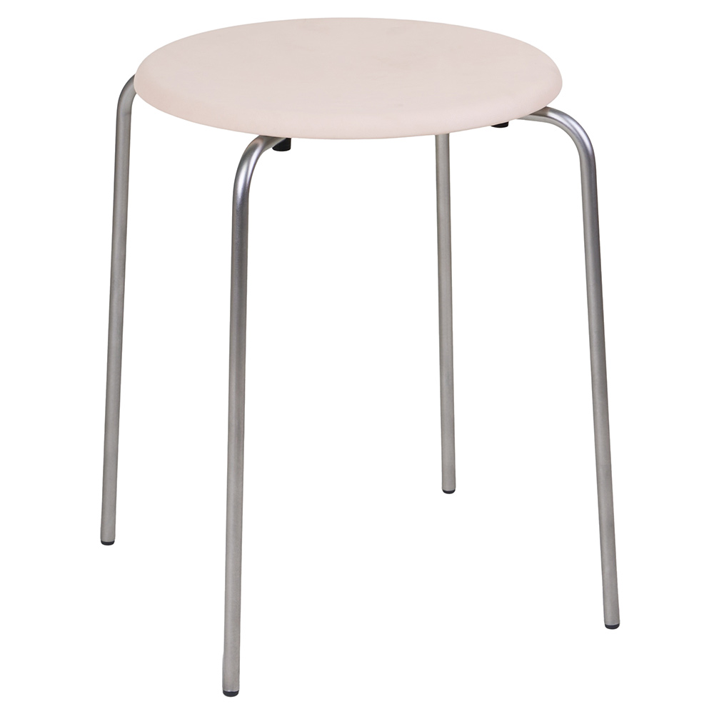 Petit Rond Stool - Natural Leather, Stainless Steel