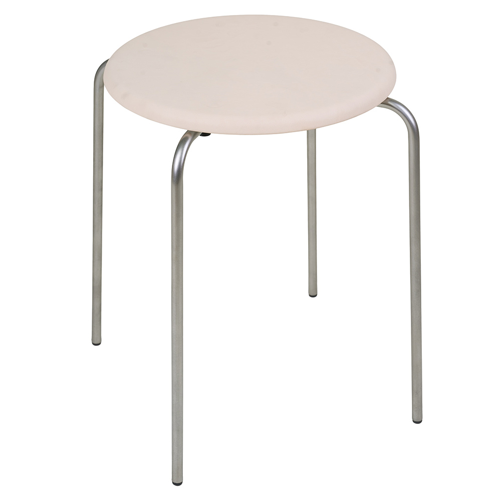 Petit Rond Stool - Natural Leather, Stainless Steel