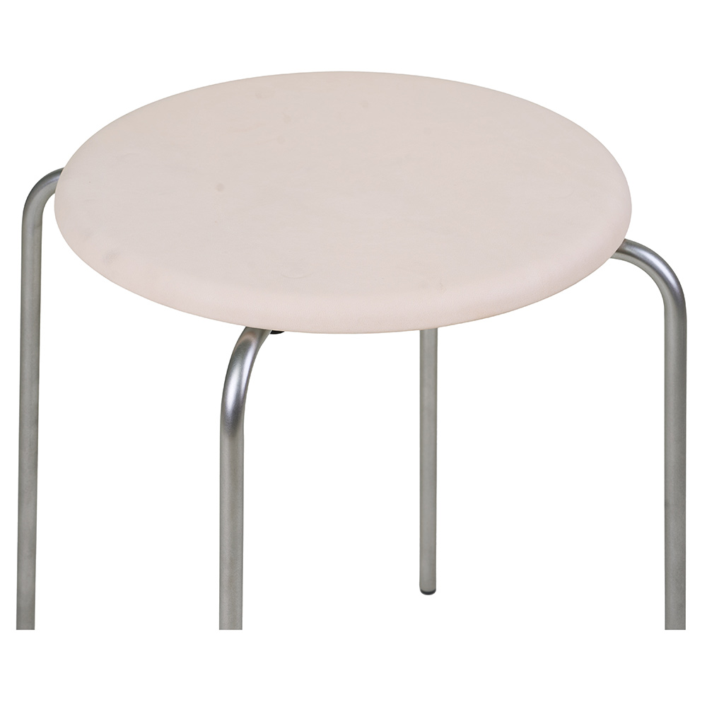 Petit Rond Stool - Natural Leather, Stainless Steel