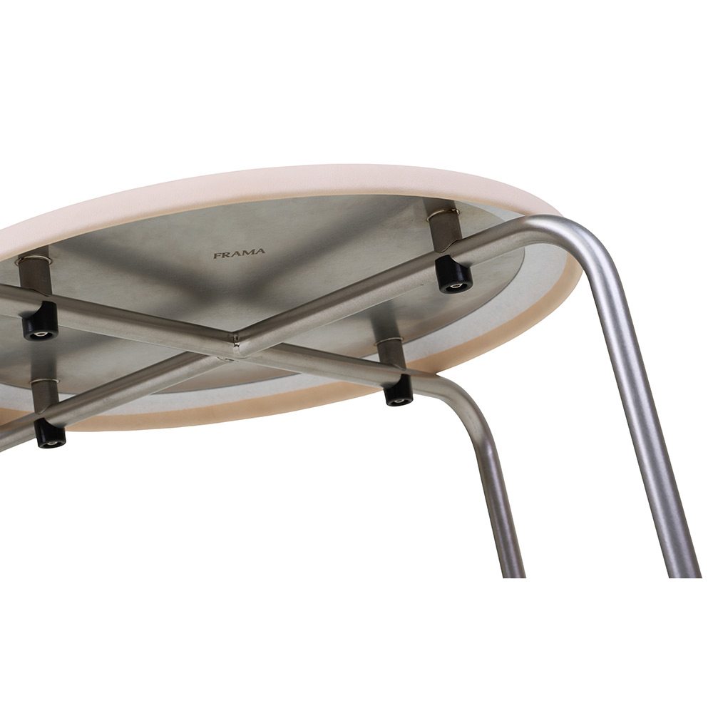 Petit Rond Stool - Natural Leather, Stainless Steel