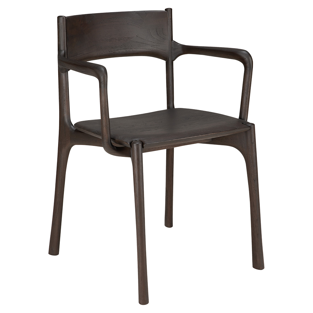 PI Dining Chair with Armrest - Dark Brown Teak