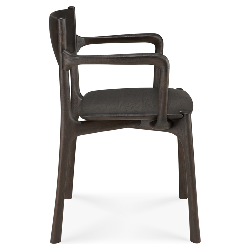 PI Dining Chair with Armrest - Dark Brown Teak