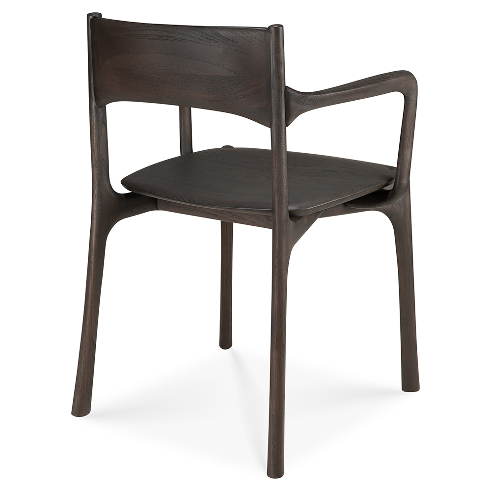 PI Dining Chair with Armrest - Dark Brown Teak