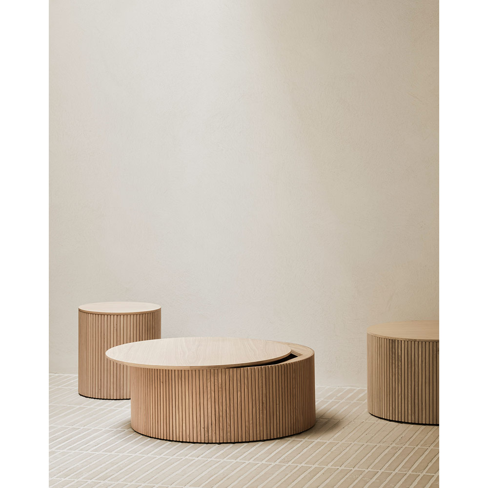 Roller Max Round Coffee Table - Oak - 14"H