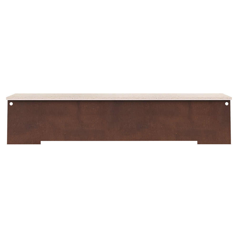 64 Bench - Corten Steel, Travertine