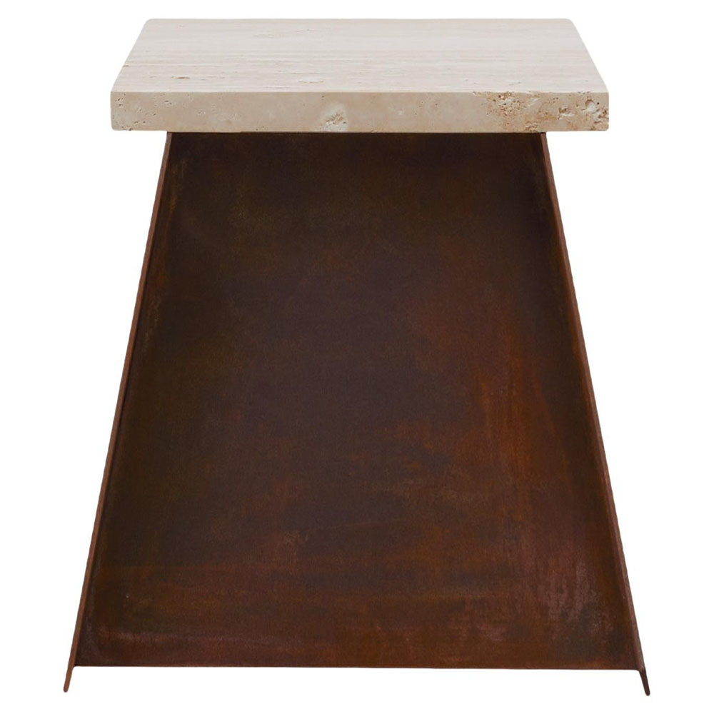 64 Plinth - Corten Steel, Travertine