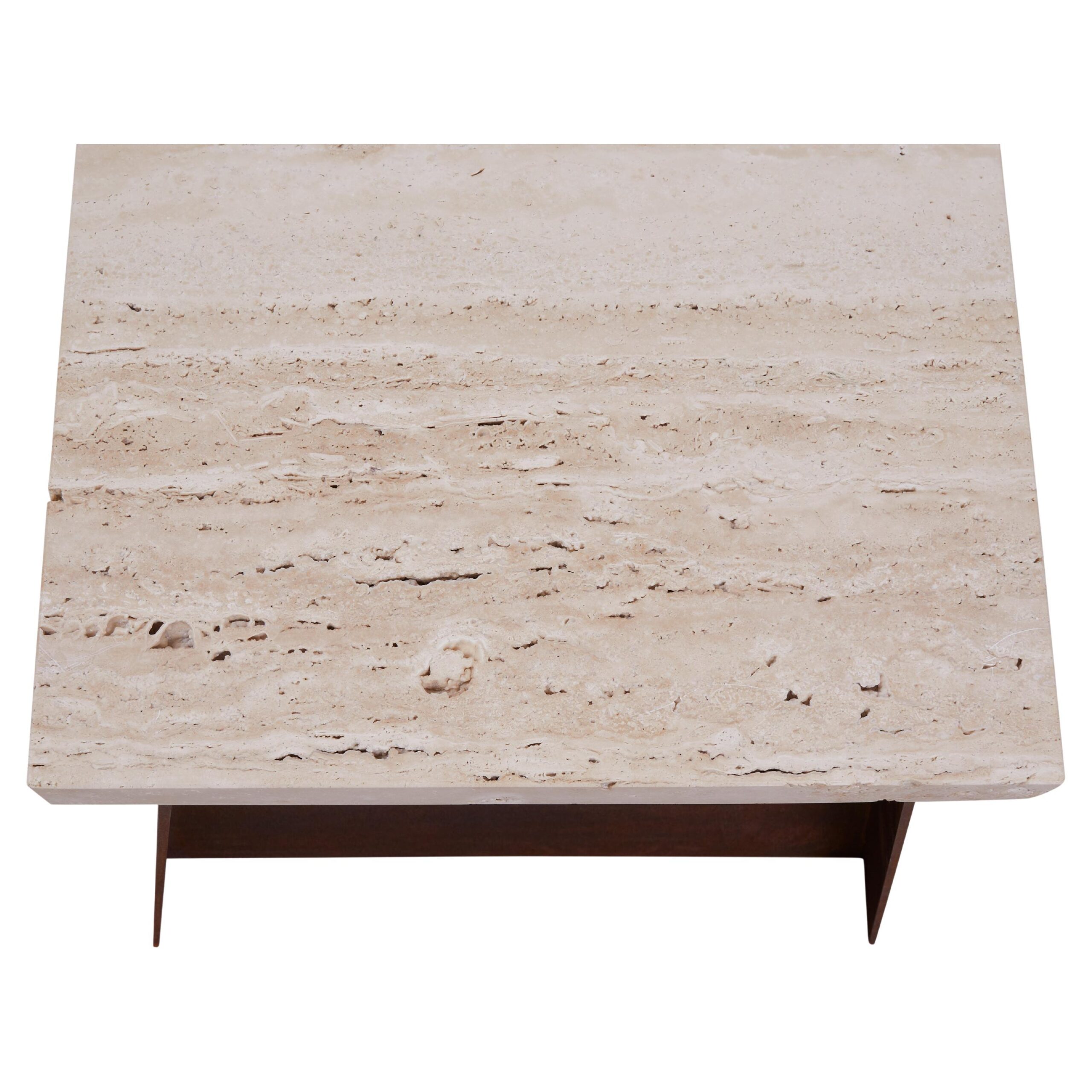 64 Plinth - Corten Steel, Travertine
