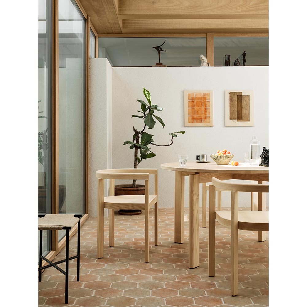After Dining Table -  Ash Top, White Pigmented Ash Base