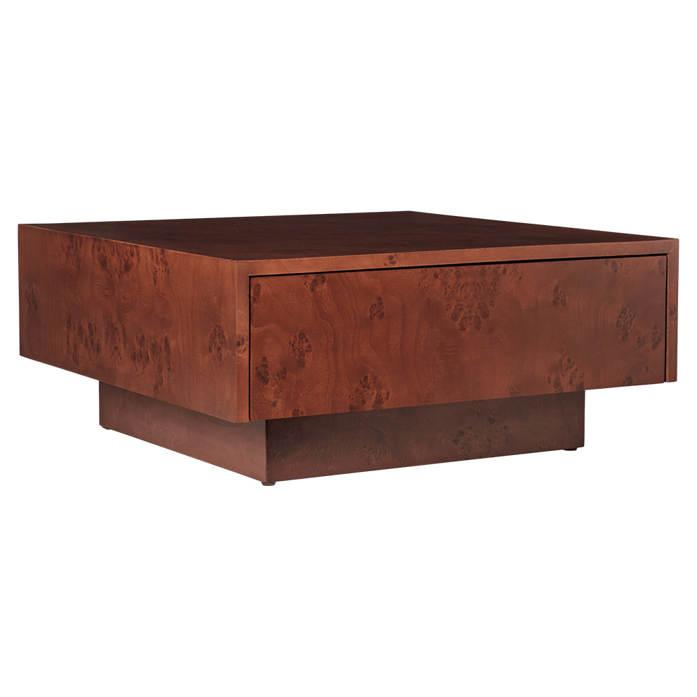 Burl Storage Coffee Table - Dark Stained Burl