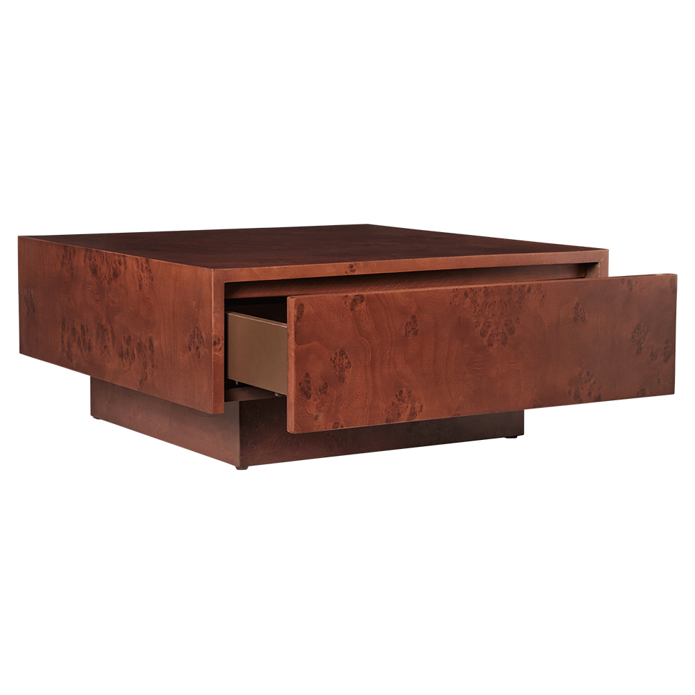 Burl Storage Coffee Table - Dark Stained Burl