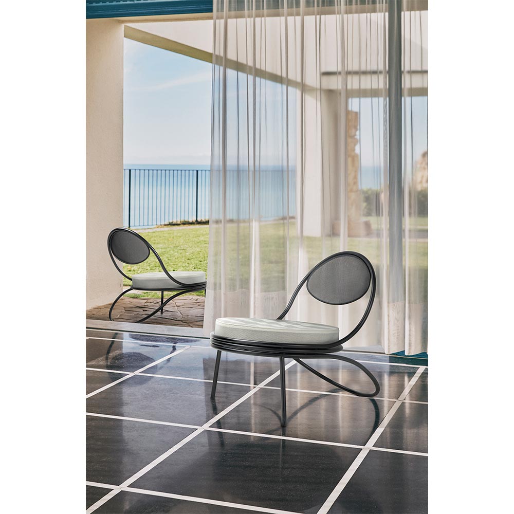 Copacabana Outdoor Lounge Chair Leslie Stripe 020 Black Semi Matte Base 9 | Rouse Home