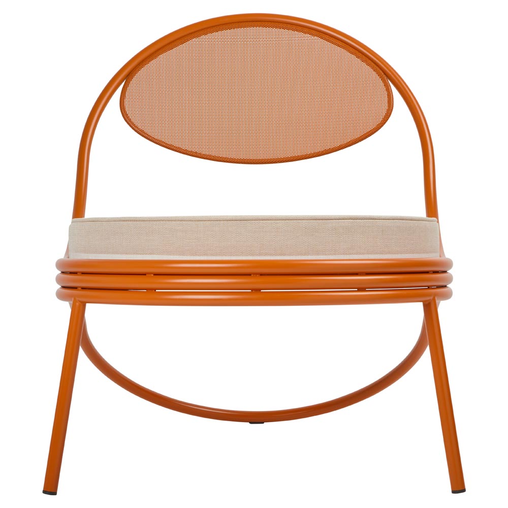 Copacabana Outdoor Lounge Chair - Leslie Stripe 040, International Orange Base