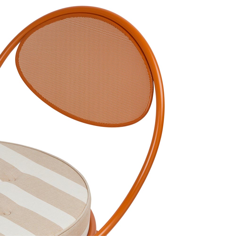 Copacabana Outdoor Lounge Chair - Leslie Stripe 040, International Orange Base
