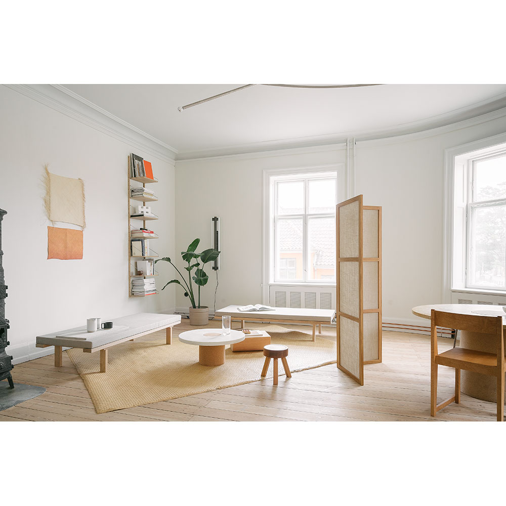 Frame Room Divider - One Panel, Natural Oak, Linen