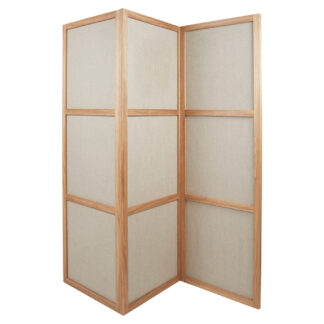 Frame Room Divider - Three Panels, Natural Oak, Linen