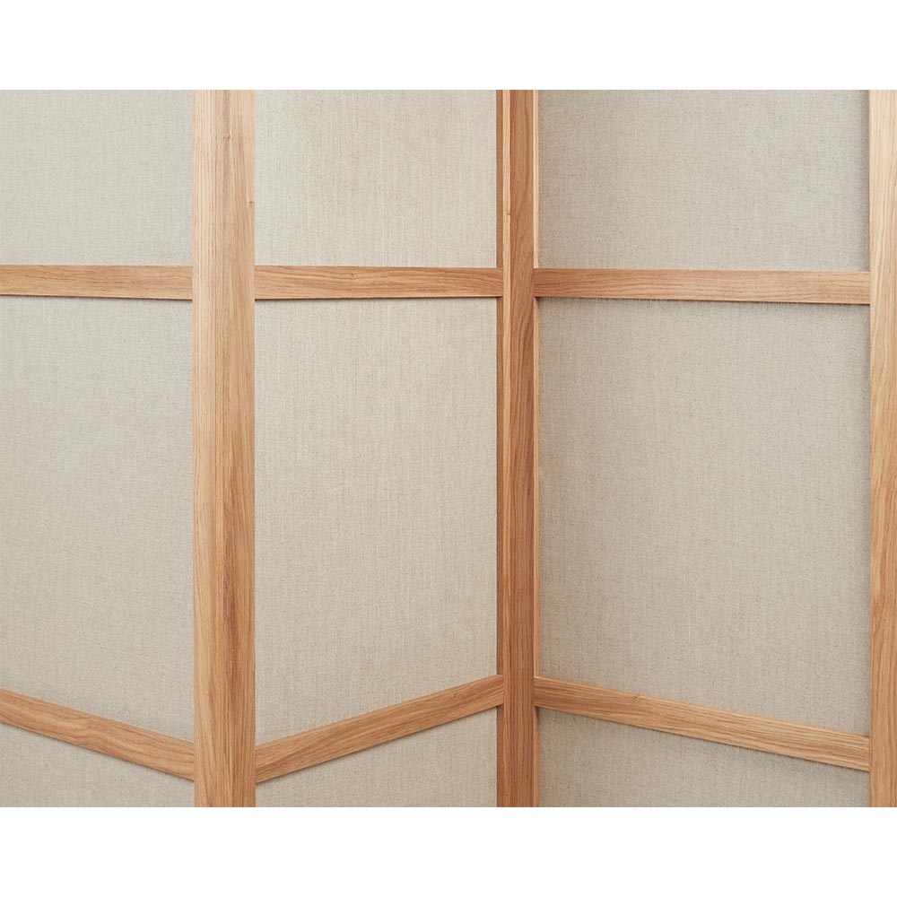 Frame Room Divider - Three Panels, Natural Oak, Linen