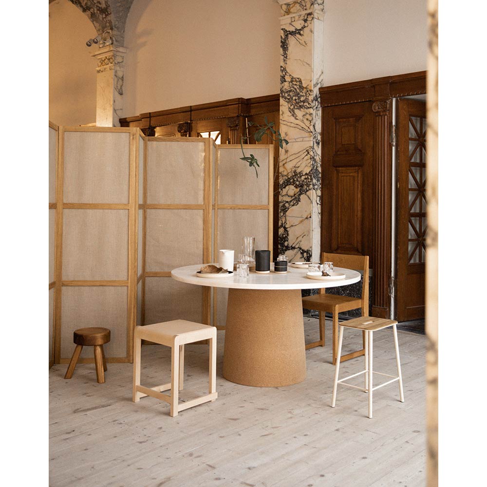 Frame Room Divider - Three Panels, Natural Oak, Linen