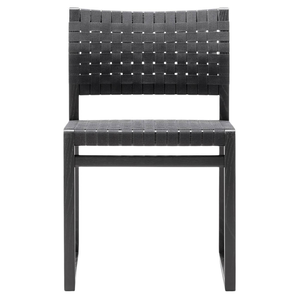 Mogensen BM61 Dining Chair - Black Linen Webbing, Oak Black Lacquer
