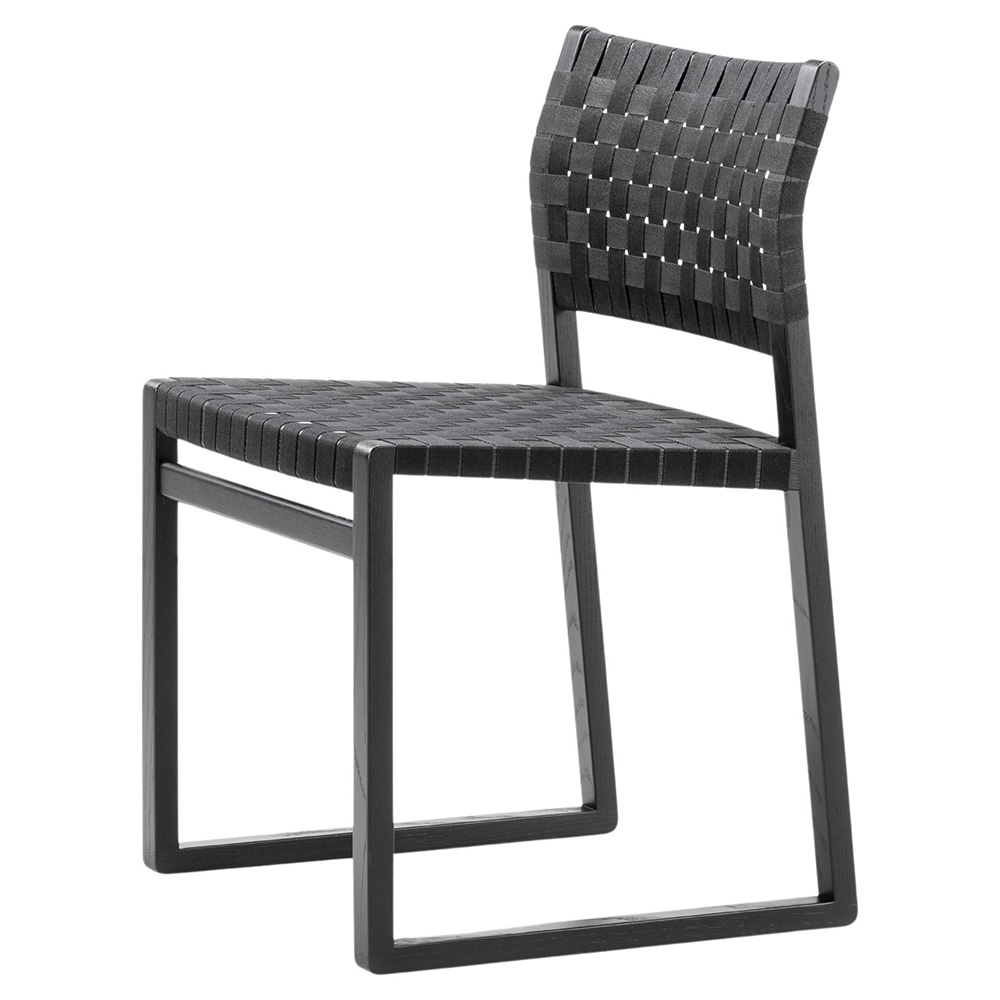 Mogensen BM61 Dining Chair - Black Linen Webbing, Oak Black Lacquer