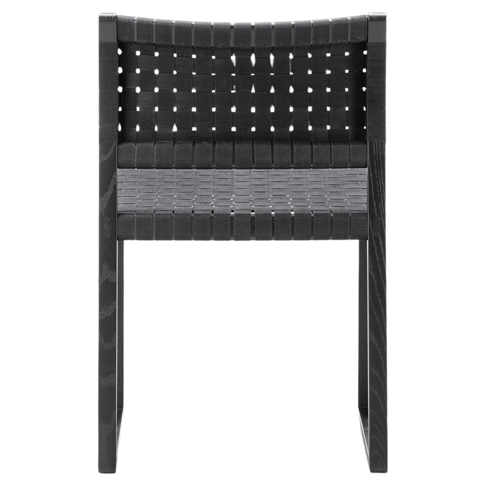 Mogensen BM61 Dining Chair - Black Linen Webbing, Oak Black Lacquer
