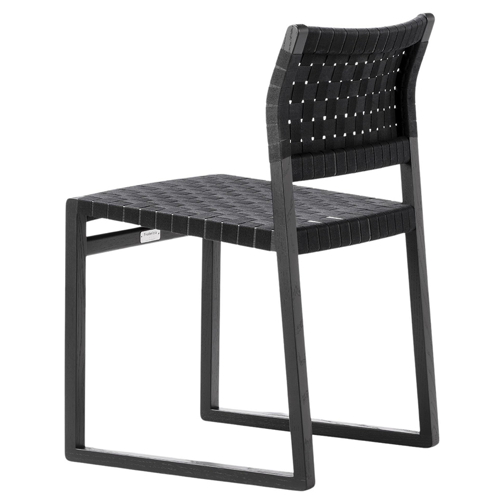 Mogensen BM61 Dining Chair - Black Linen Webbing, Oak Black Lacquer