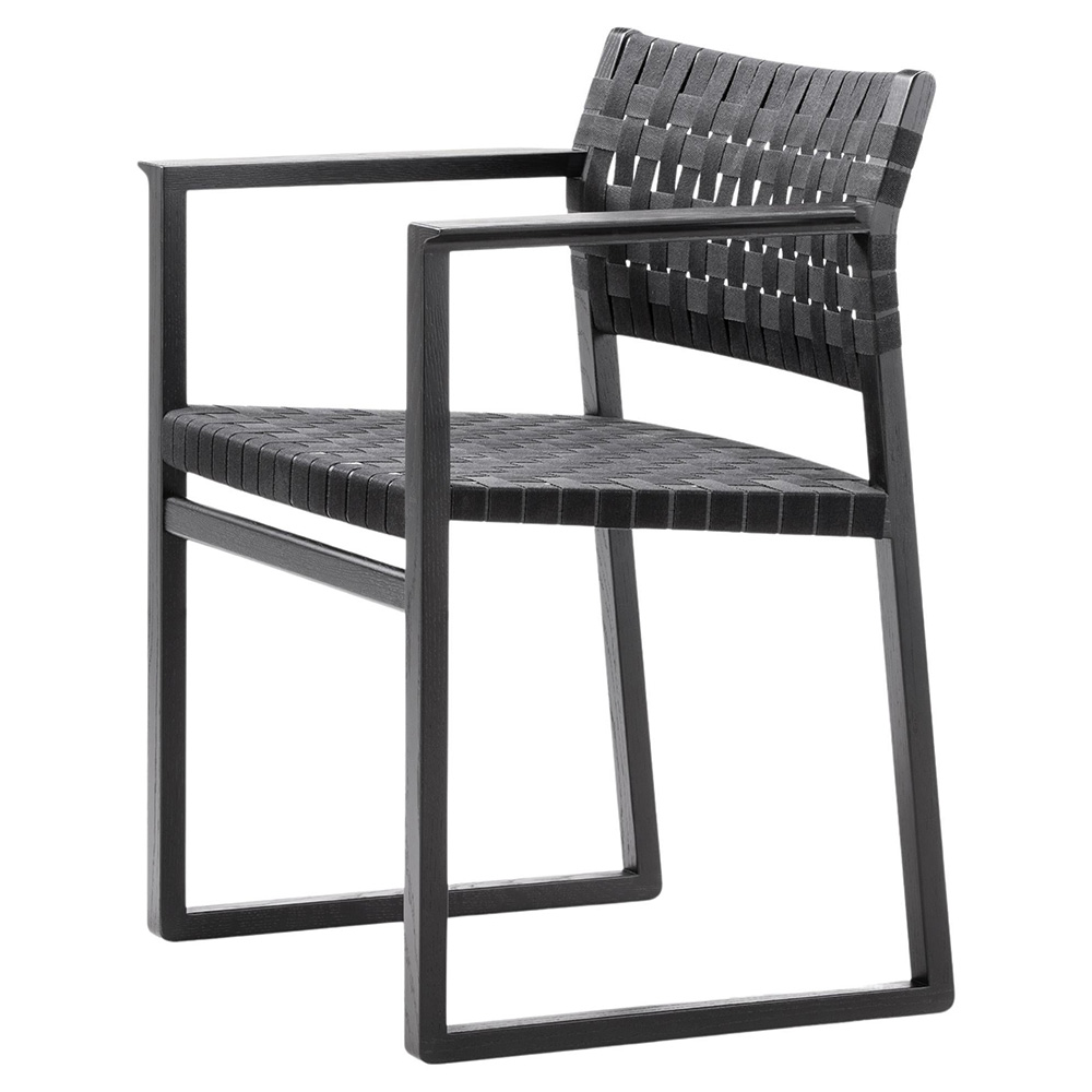 Mogensen BM62 Dining Chair - Black Linen Webbing, Oak Black Lacquer